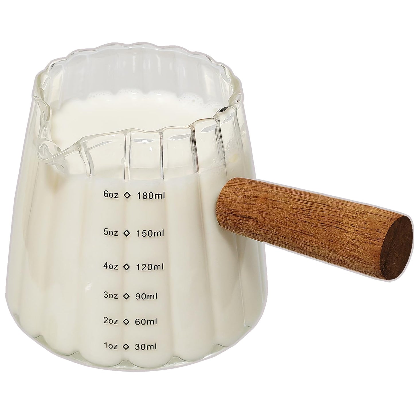 Espresso Cups With Wood Handle 6oz Espresso Accessories Milk Frothing Pitcher Glass Measuring Cup Shot Glass