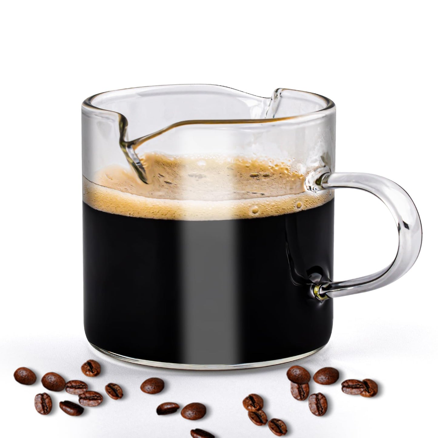 1 pcs Espresso Cups 75ml Double Spouts Cups Glass Espresso Cups Coffee Cup with Handle Milk Cup Espresso Accessories for Espresso Machine